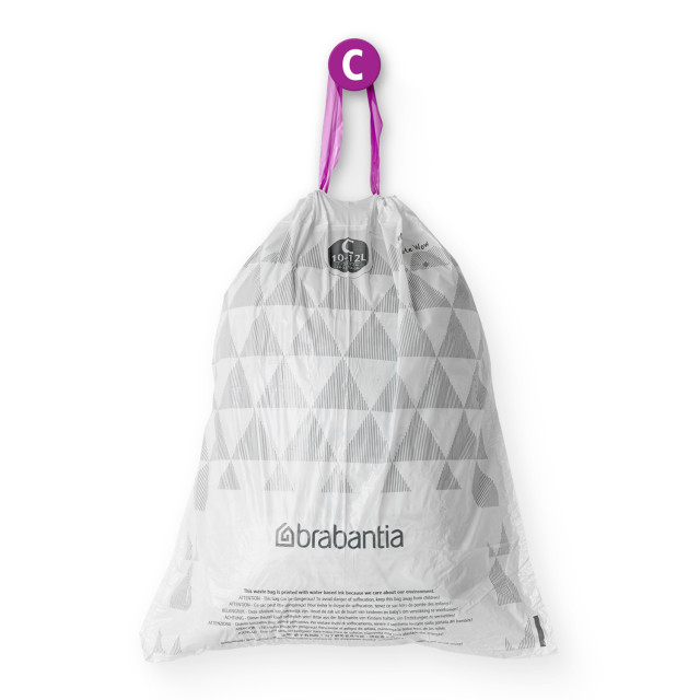 Brabantia PerfectFit Bin Bags with Dispenser, Pack of 40 - Code C, 10-12L bag hanging