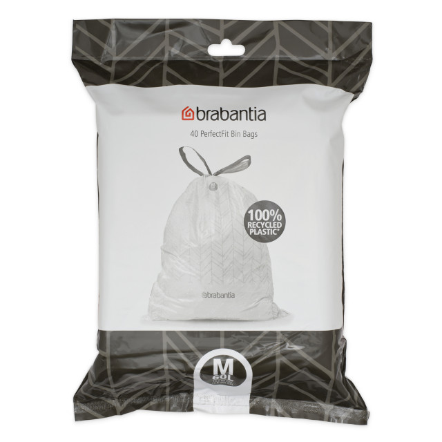 Brabantia PerfectFit Bin Bags with Dispenser, Pack of 40 - Code M, 60L