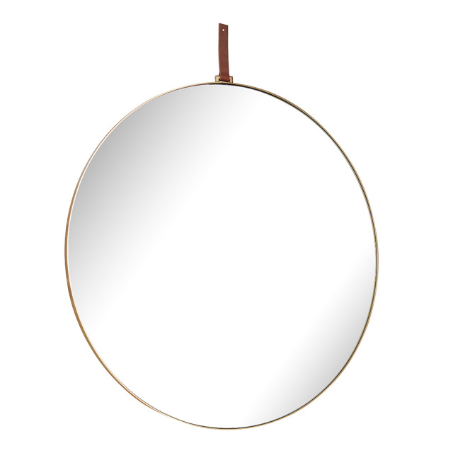 Paramount Mirrors & Prints Lexi Leather Round Mirror - Gold