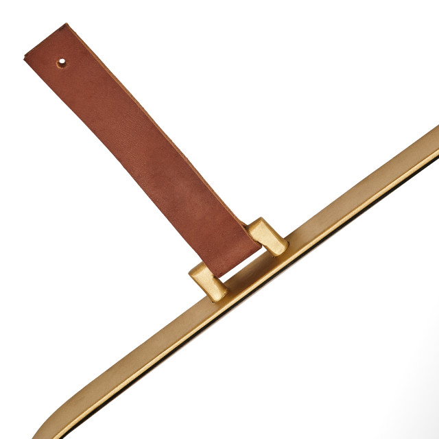 Paramount Mirrors & Prints Lexi Leather Square Mirror - Gold detail