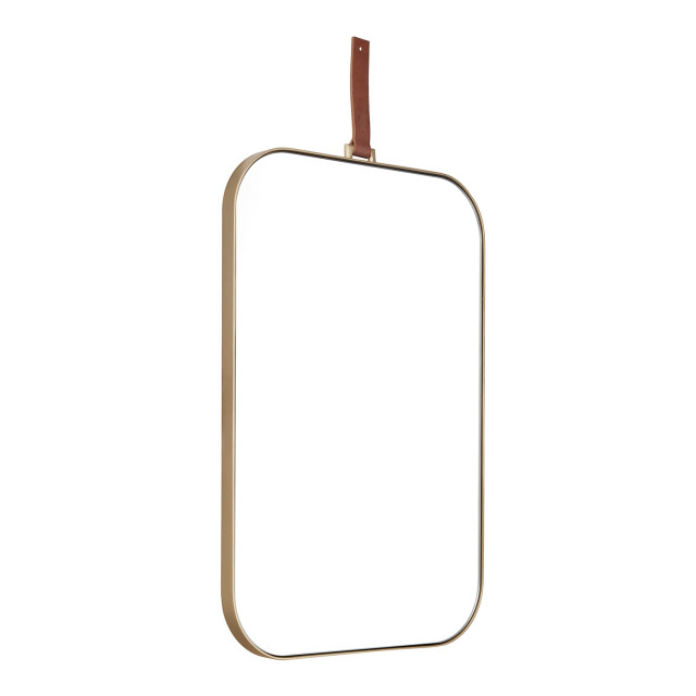 Paramount Mirrors & Prints Lexi Leather Square Mirror - Gold