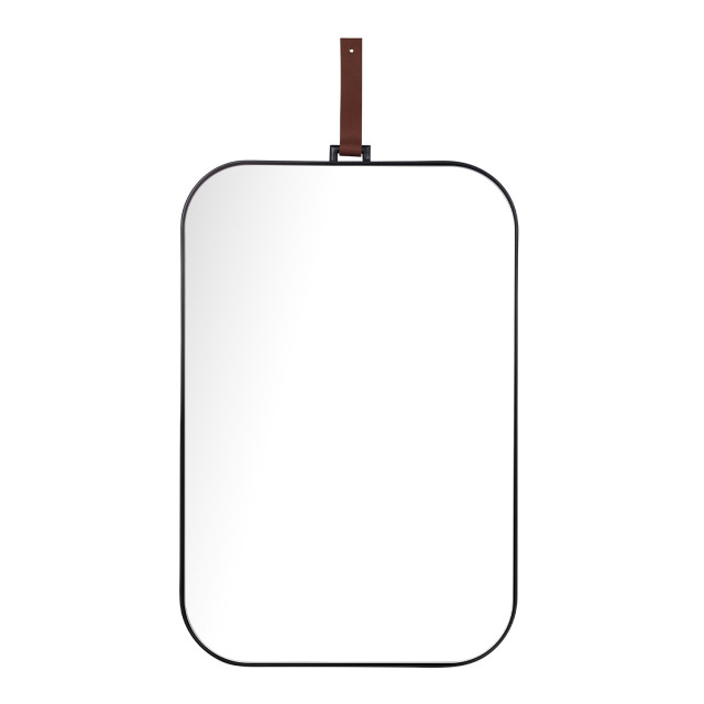 Paramount Mirrors & Prints Lexi Leather Square Mirror - Black angle