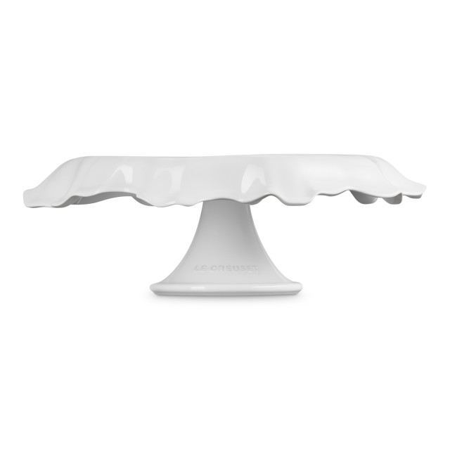 Le Creuset Iris Cake Stand, 28cm - White side view