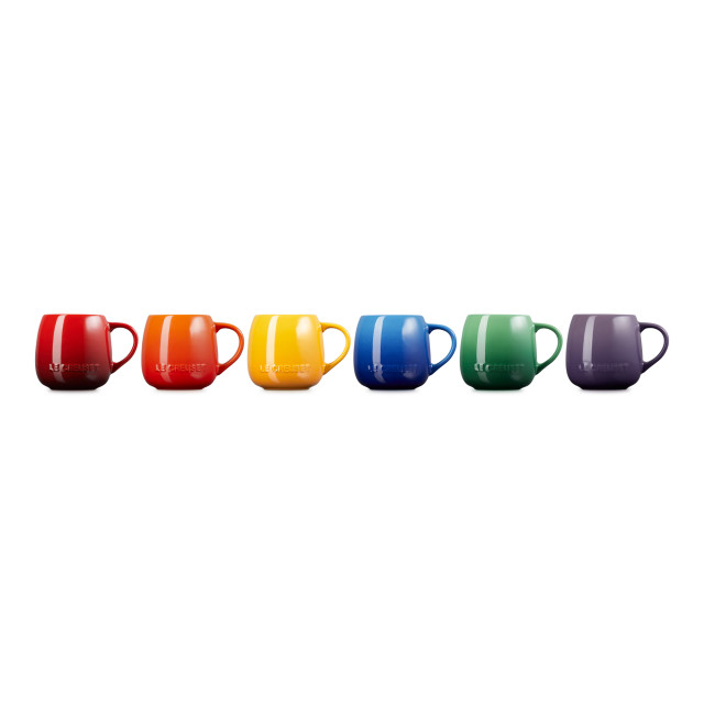 Le Creuset Rainbow Collection Coupe Mugs, Set of 6 side view