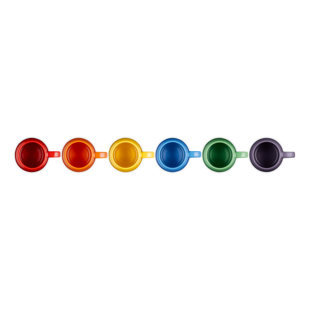 Le Creuset Rainbow Collection Coupe Mugs, Set of 6 top view