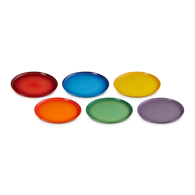 Le Creuset Rainbow Collection Coupe Dinner Plates, Set of 6