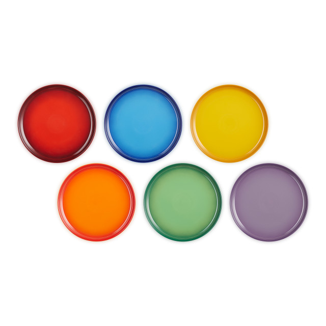 Le Creuset Rainbow Collection Coupe Salad Plates, Set of 6 top view
