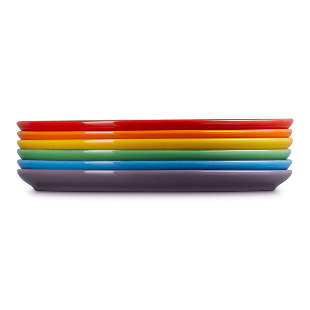 Le Creuset Rainbow Collection Coupe Salad Plates, Set of 6 stacked