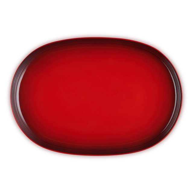Le Creuset Coupe Serving Platter, 43cm - Cerise top view