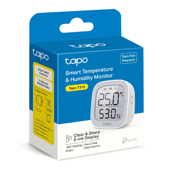 TP Link Tapo T315 Smart Temperature and Humidity Sensor with Display packaging