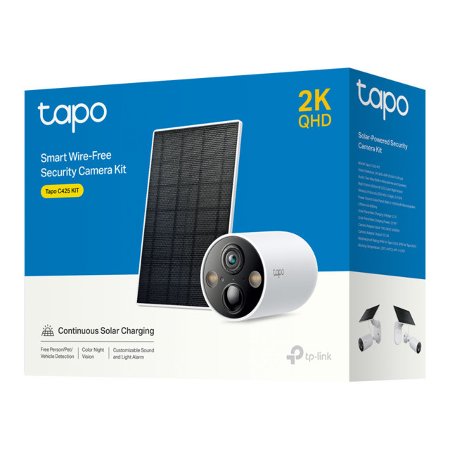 TP Link Tapo C425 Solar-Powered Smart Security Camera Kit packaging