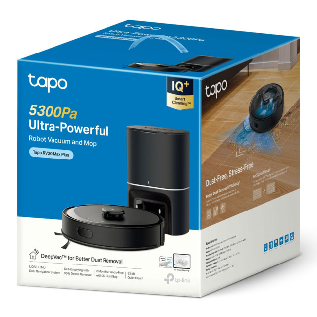 TP Link Tapo RV30 Max Plus Robot Vacuum Cleaner & Mop packaging