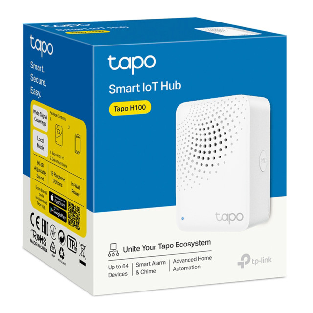 TP Link Tapo H100 Smart Central Control Hub with Chime for Tapo Smart Sensors packaging