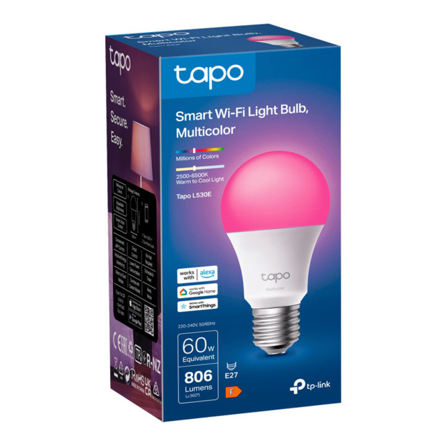 TP Link Tapo L530E Smart Wi-Fi Multicolour Light Bulb packaging