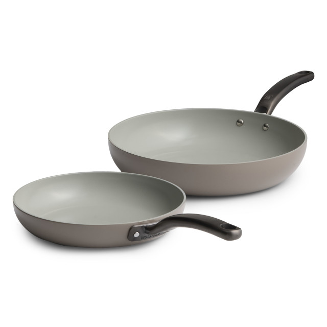 Wolstead Mineral Ceramic Non-Stick Frying Pans, Set of 2 - Pebble
