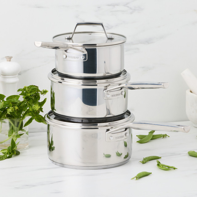 Wolstead Steeltek Ultra Stainless Steel Saucepan Set, 3-Piece