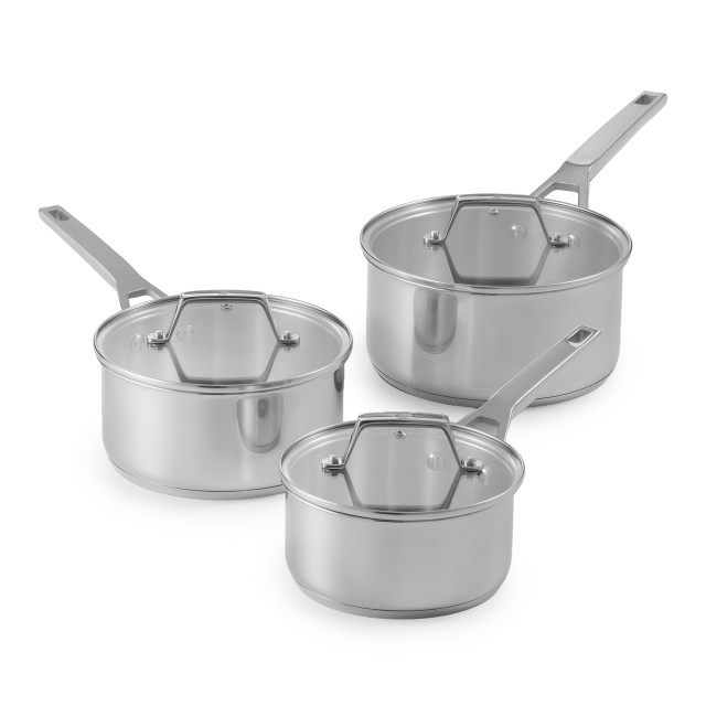 Wolstead Steeltek Ultra Stainless Steel Saucepan Set, 3-Piece