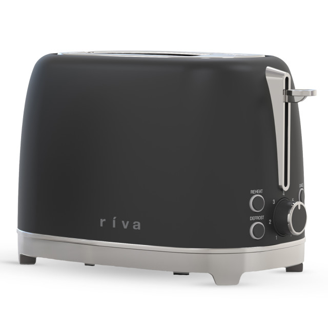 Riva Stainless Steel 2-Slice Toaster, 930W - Matte Black