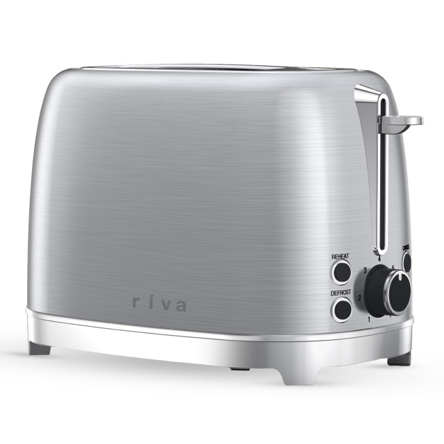 Riva Stainless Steel 2-Slice Toaster, 930W - Brushed Silver