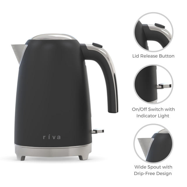 "Riva Stainless Steel Kettle, 1.7L - Matt Black"