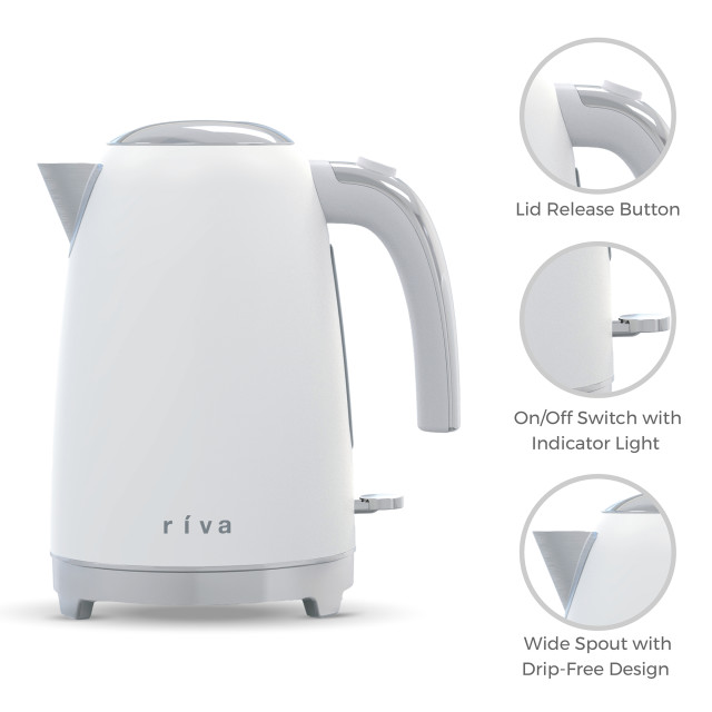 Riva Stainless Steel Kettle, 1.7L - Matt White