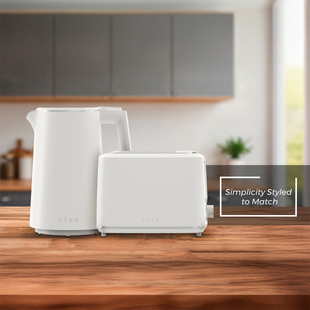 Riva Cool Touch 2-Slice Toaster, 930W - White with kettle