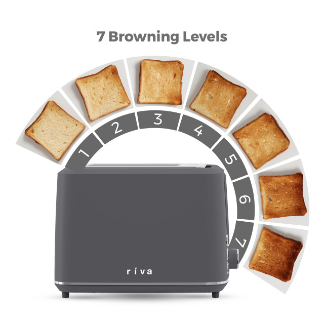 Riva Cool Touch 2-Slice Toaster, 930W - Coal Grey