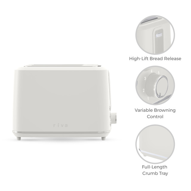 Riva Cool Touch 2-Slice Toaster, 930W - White