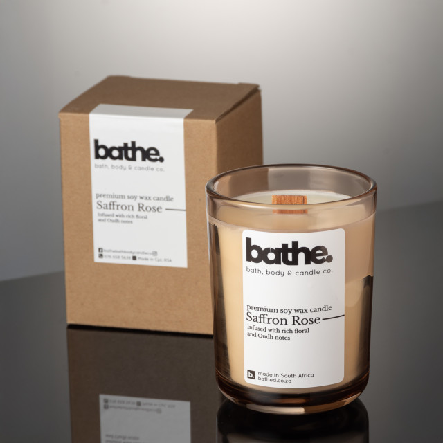Bathe Saffron Rose Soy Wax Candle, 250g