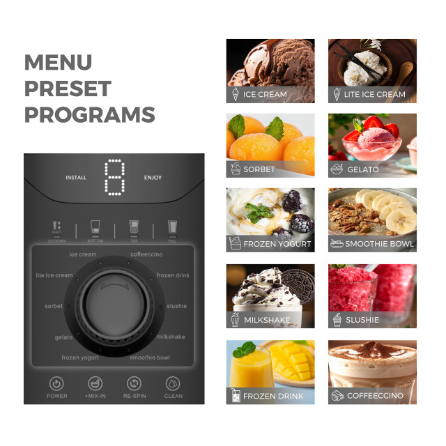 Riva Frosty Ice Cream and Frozen Treat Maker settings