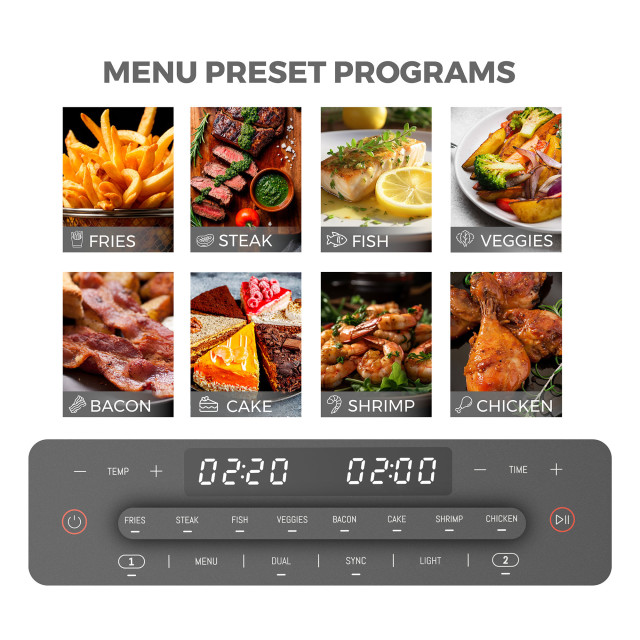 Riva Dual Pro Smart Digital Airfryer, 11L settings