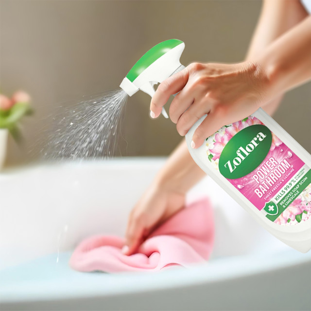 Zoflora Sweet Freesia & Jasmine Power Bathroom Cleaner, 800ml cleaning basin