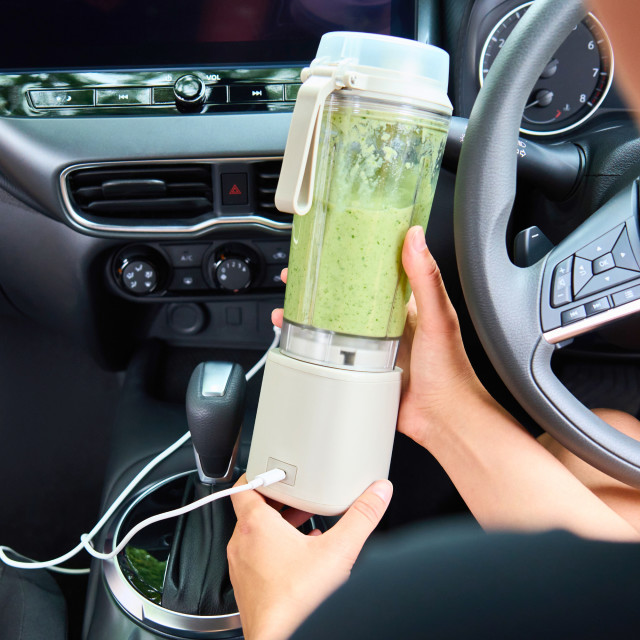 Cuisinart Blast & Go Portable Blender, 120W bottle in a car