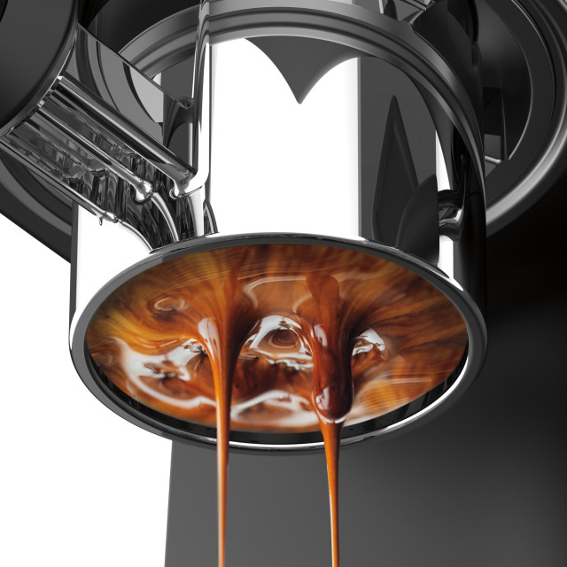 Cuisinart Slim Espresso Bar Machine close up of coffee dispensing 
