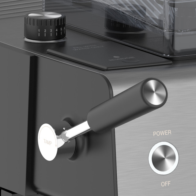 Cuisinart Grind Tamp & Brew Espresso Bar Machine close up of handle