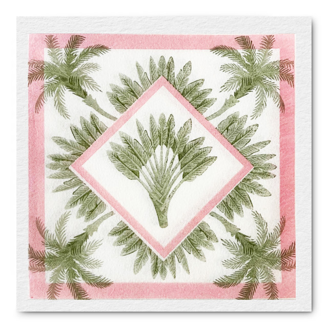 NapKin Cole Pink Palm Biodegradable Paper Cocktail Napkins, Pack of 25