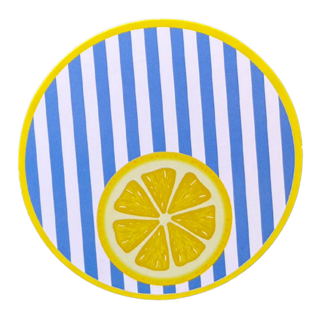 NapKin Cole Lemon Stripe Biodegradable Paperboard Drinks Coasters, Set of 12