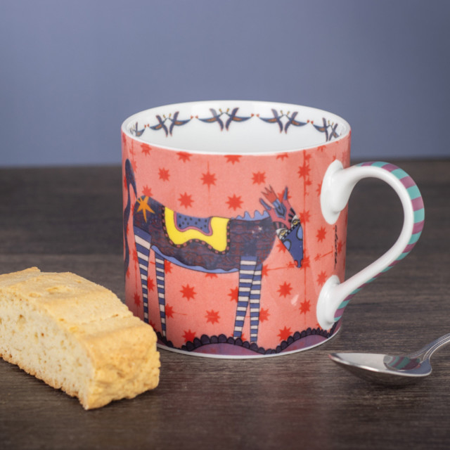Olivia Horse Cappuccino Mug, 300ml with rusk