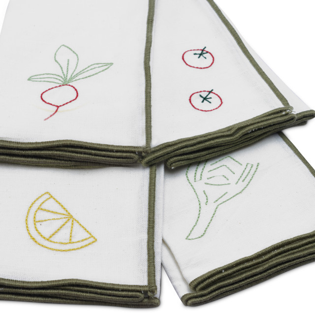 Humble & Mash Garden Gathering Embroidered Napkins, Set of 4 close up
