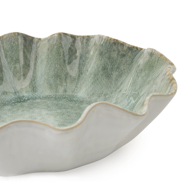 Humble & Mash Scalloped Coastal Speckled Bowl, 35cm - Green