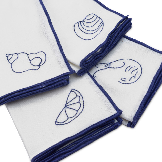 Humble & Mash Coastal Charm Embroidered Napkins, Set of 4 close up