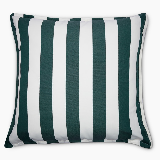 Thread Office Green Listado Stripe Outdoor Scatter with Feather Blend Inner, 60cm x 60cm