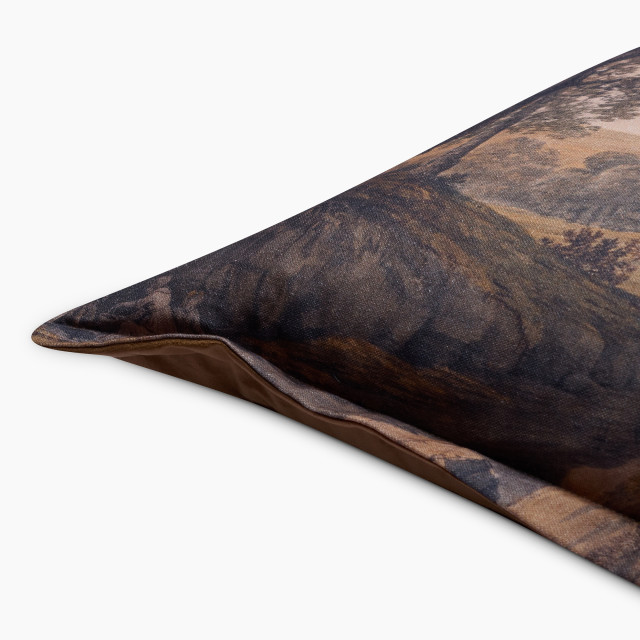 Thread Office Landscape Printed Scatter Cushion with Feather Blend Inner, 40cm x 70cm close up