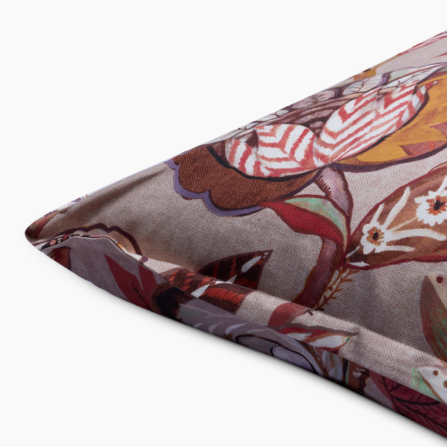 Thread Office Lotus Printed Scatter Cushion with Feather Blend Inner, 40cm x 60cm close up
