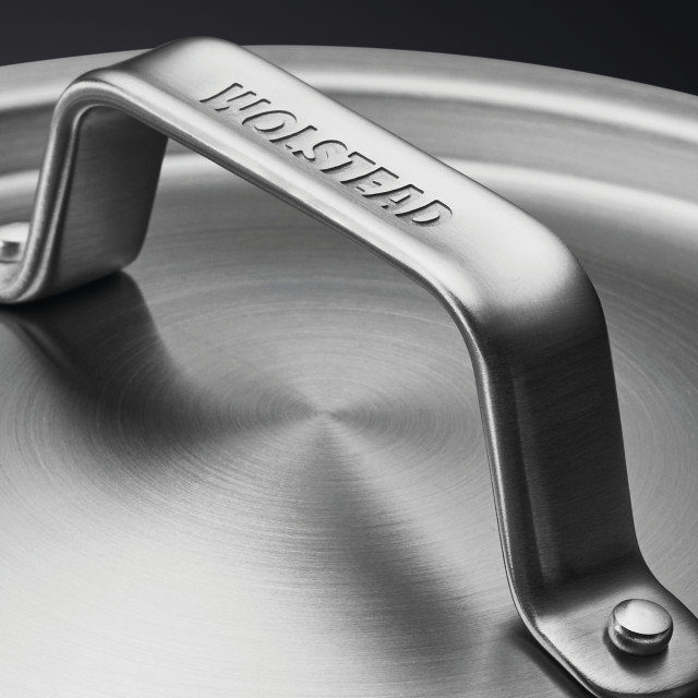 Wolstead Pro Steel Triply Stainless Steel Stockpot with Lid, 6.5L lid handle