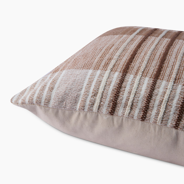 Thread Office Brown Ribbed Stripes Scatter Cushion, 50cm x 50cm close up