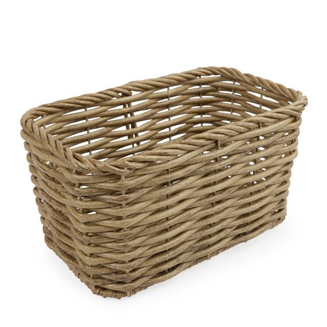 Thread Office Rattan Woven Long Rectangular Planter Basket - Small