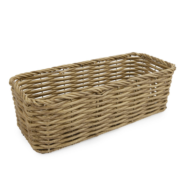 Thread Office Rattan Woven Long Rectangular Planter Basket - Medium