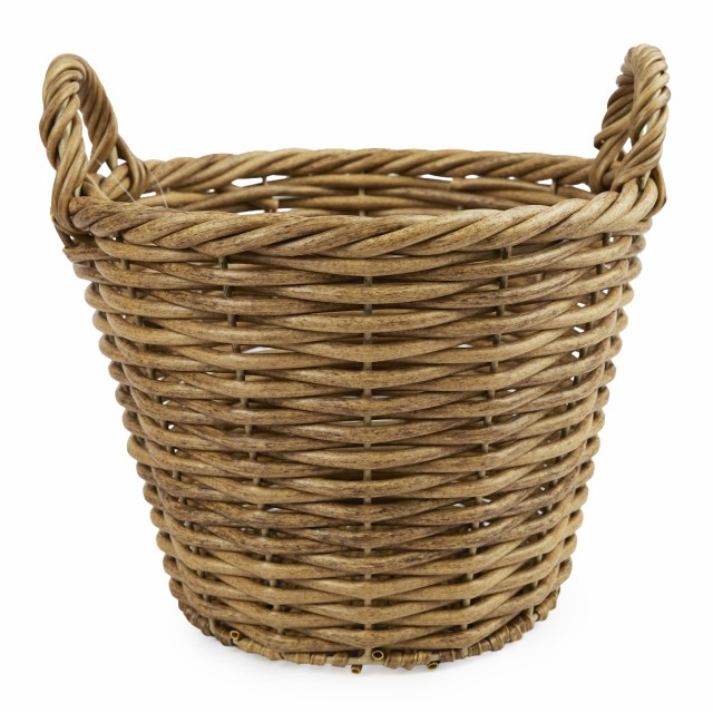 Thread Office PE Rattan Woven Round Basket With Handles - Small