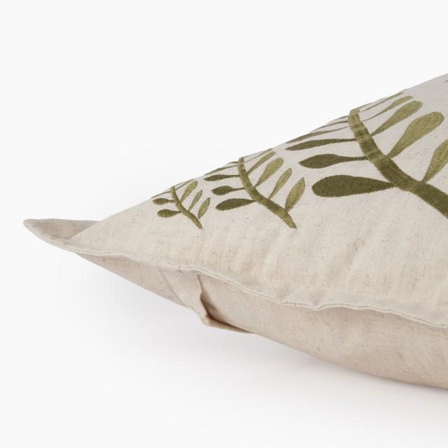 Thread Office Green Fern Embroidery Scatter Cushion With Feather Blend Inner, 60cm x 60cm